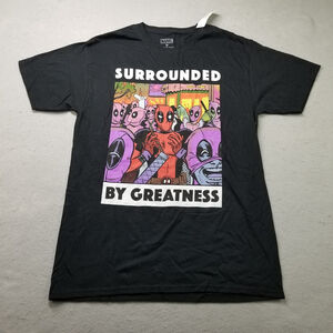 Marvel Deadpool T-Shirt Size M Black Short Sleeve Surrounded By Greatness